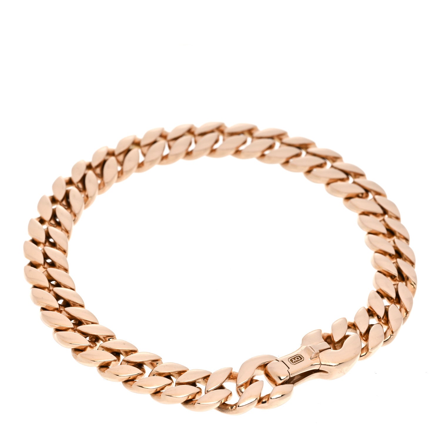 David Yurman 18K Rose Gold 8mm Curb Chain Bracelet 2 of 5
