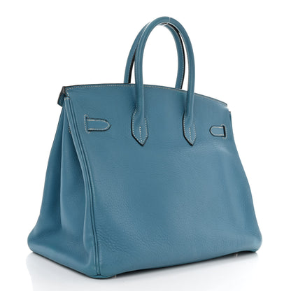 Hermes Taurillon Clemence Birkin 35 Blue Jean 3 of 14