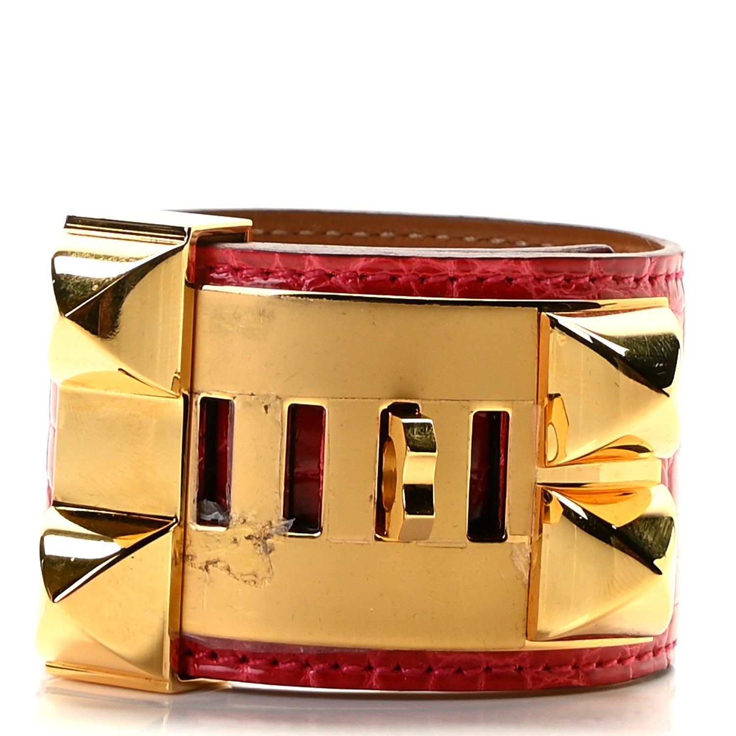 Hermes Shiny Alligator Collier De Chien CDC Bracelet S Bougainvillea 3 of 6