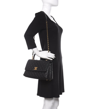 Chanel Caviar Lizard Embossed Quilted Small Coco Handle Flap Black 2 of 11