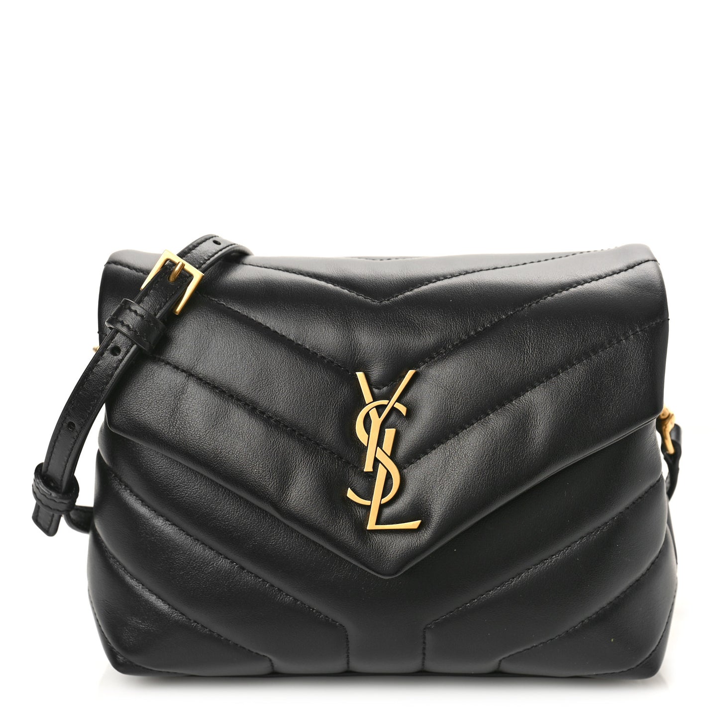 Calfskin Y Quilted Monogram Toy Loulou Crossbody Bag Black