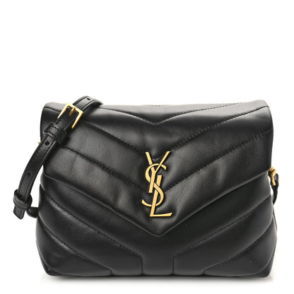 Saint Laurent Calfskin Y Quilted Monogram Toy Loulou Crossbody Bag Black 1 of 8