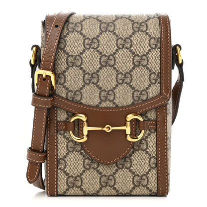 Gucci GG Supreme Monogram Mini Horsebit 1955 Crossbody Bag Beige Brown Sugar 1 of 10