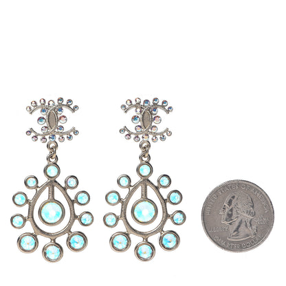 Chanel Iridescent Crystal CC Drop Earrings Gold 2 of 4