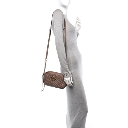 Gucci Calfskin Matelasse Small GG Marmont Chain Shoulder Bag Porcelain Rose 2 of 12