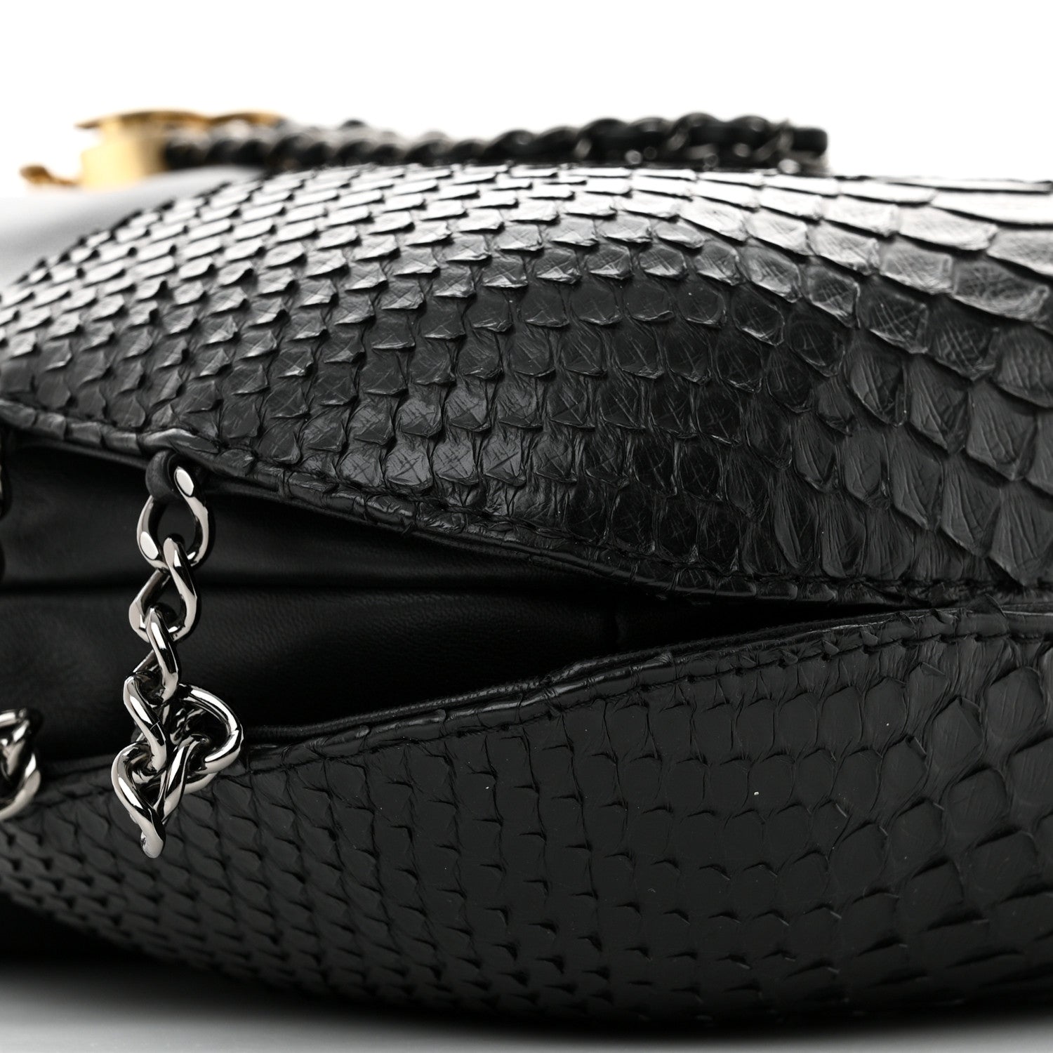 Chanel Snakeskin Calfskin Small Gabrielle Bucket Black 9 of 11