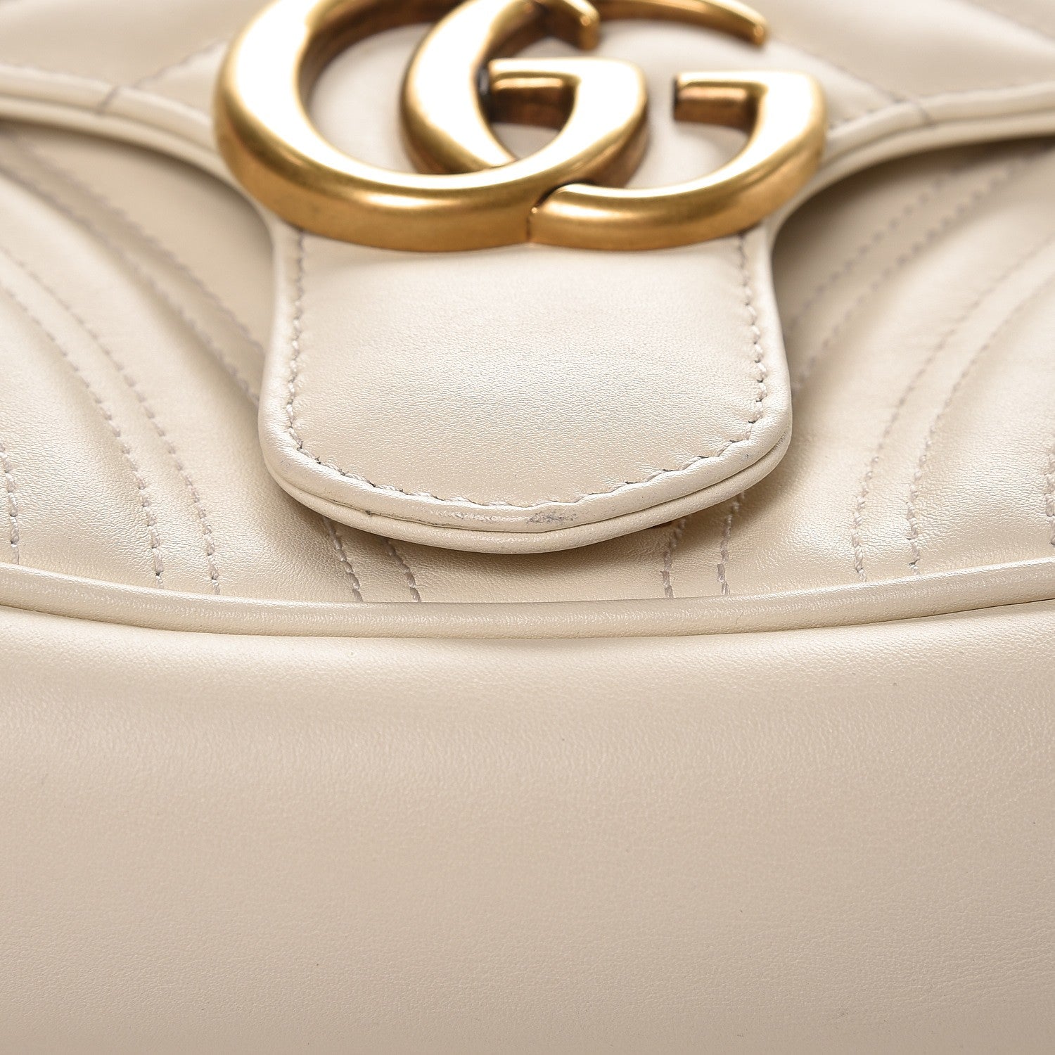 Gucci Calfskin Matelasse Small GG Marmont Shoulder Bag White 10 of 11