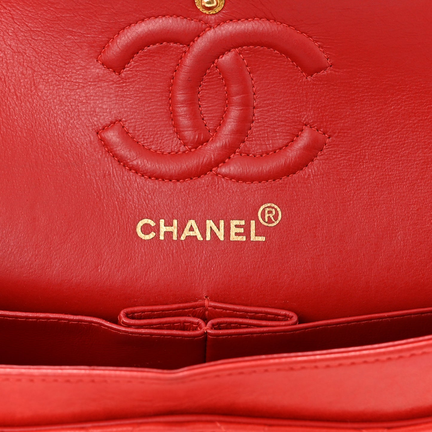 Lambskin Quilted Small Double Flap Red