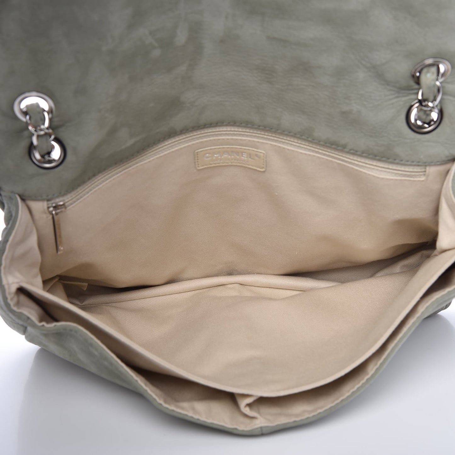 Ultra Soft Suede Calfskin Large Natural Beauty Flap Khaki