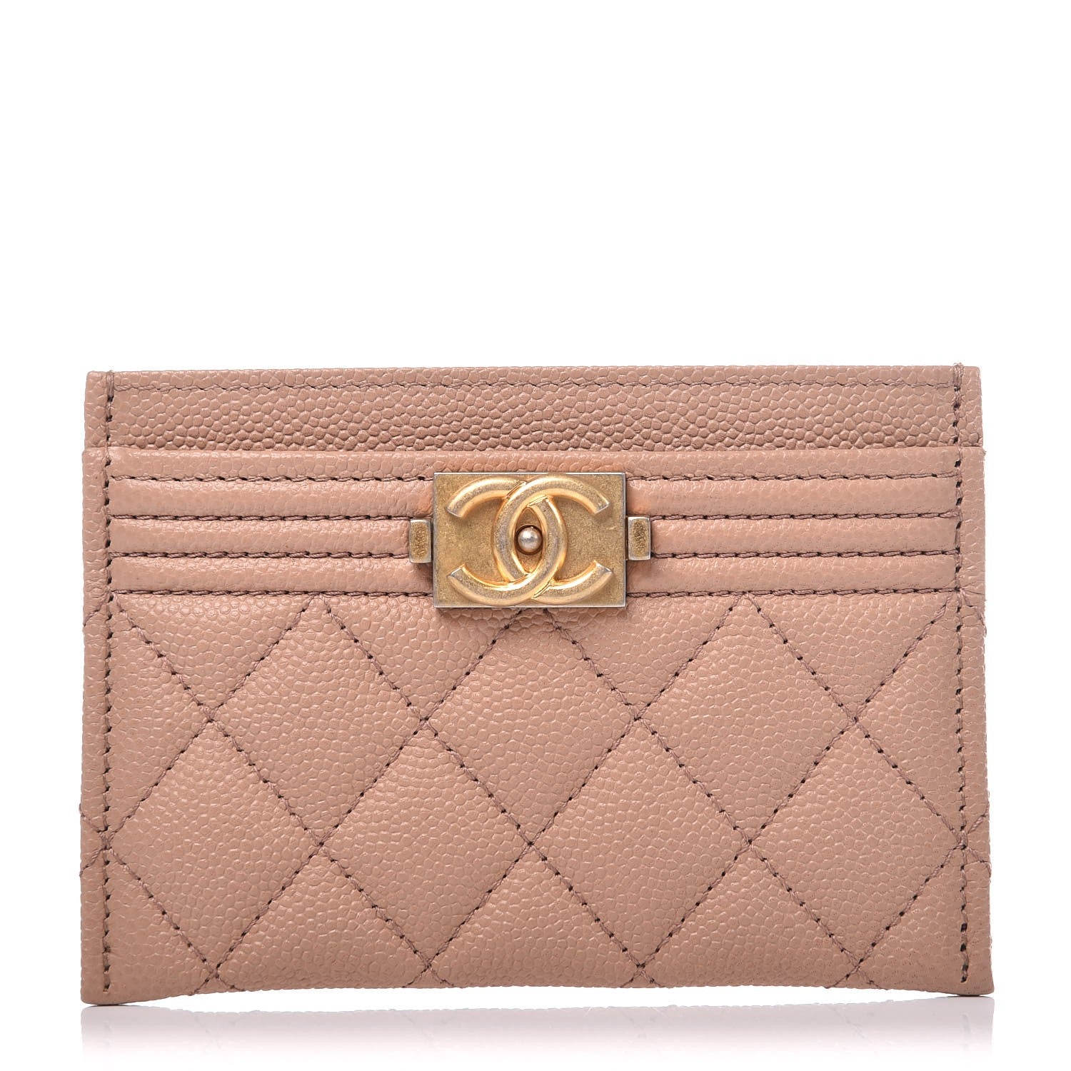 Chanel Caviar Quilted Boy Card Holder Beige 1 of 9