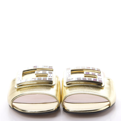Gucci Metallic Nappa Crystal Square G Madelyn Slide Sandals 36 Gold 2 of 9