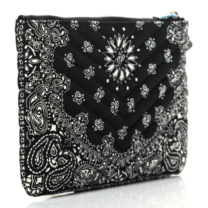 Saint Laurent Canvas Bandana Chevron Monogram A5 Wristlet Black 3 of 8