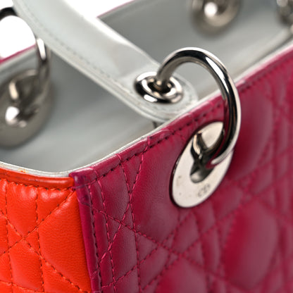 Christian Dior Lambskin Cannage Medium Tri-Color Lady Dior Fuchsia Orange 26 of 37