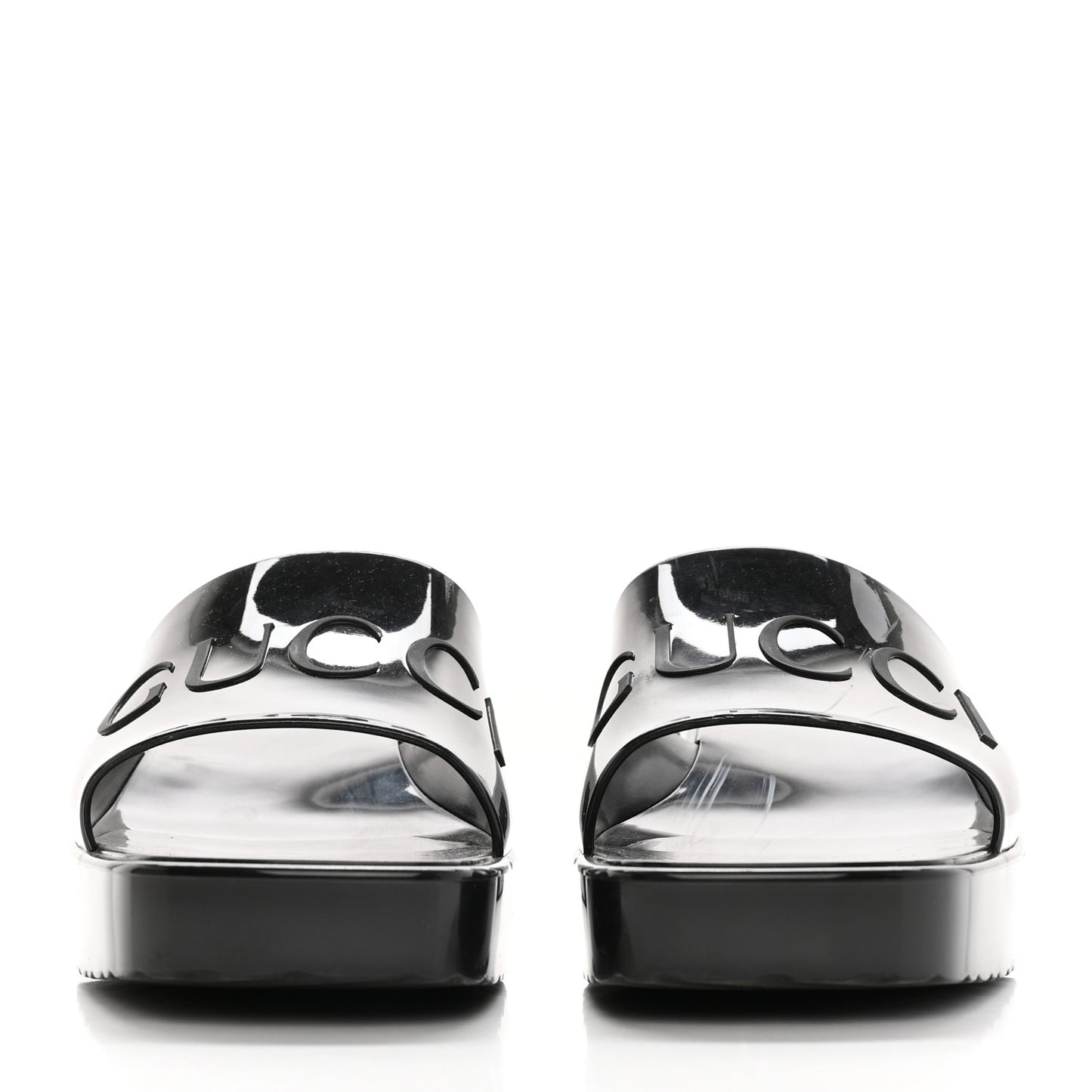 Rubber Gucci Logo Womens Platform 20/60mm Slide Sandals 38 Black