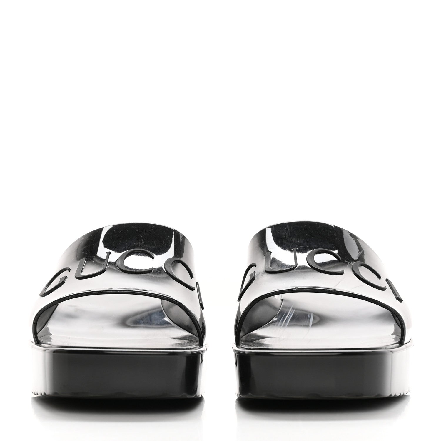 Gucci Rubber Gucci Logo Womens Platform 20/60mm Slide Sandals 38 Black 2 of 20