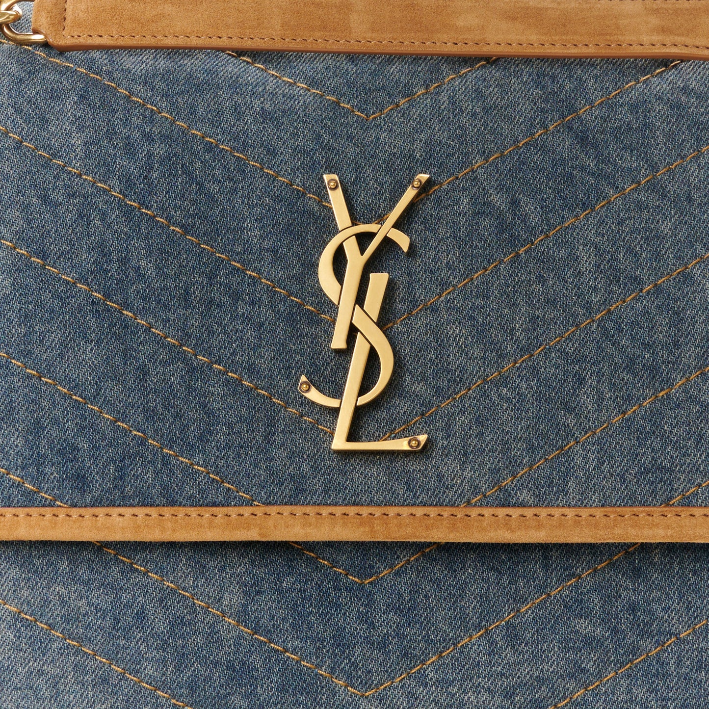 Denim Suede Monogram Medium Niki Chain Satchel Blue Cinnamon