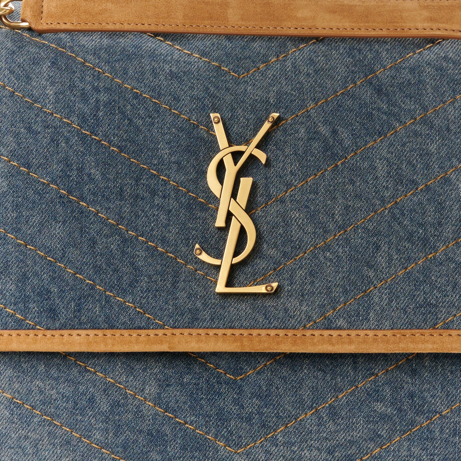 Saint Laurent Denim Suede Monogram Medium Niki Chain Satchel Blue Cinnamon 9 of 11