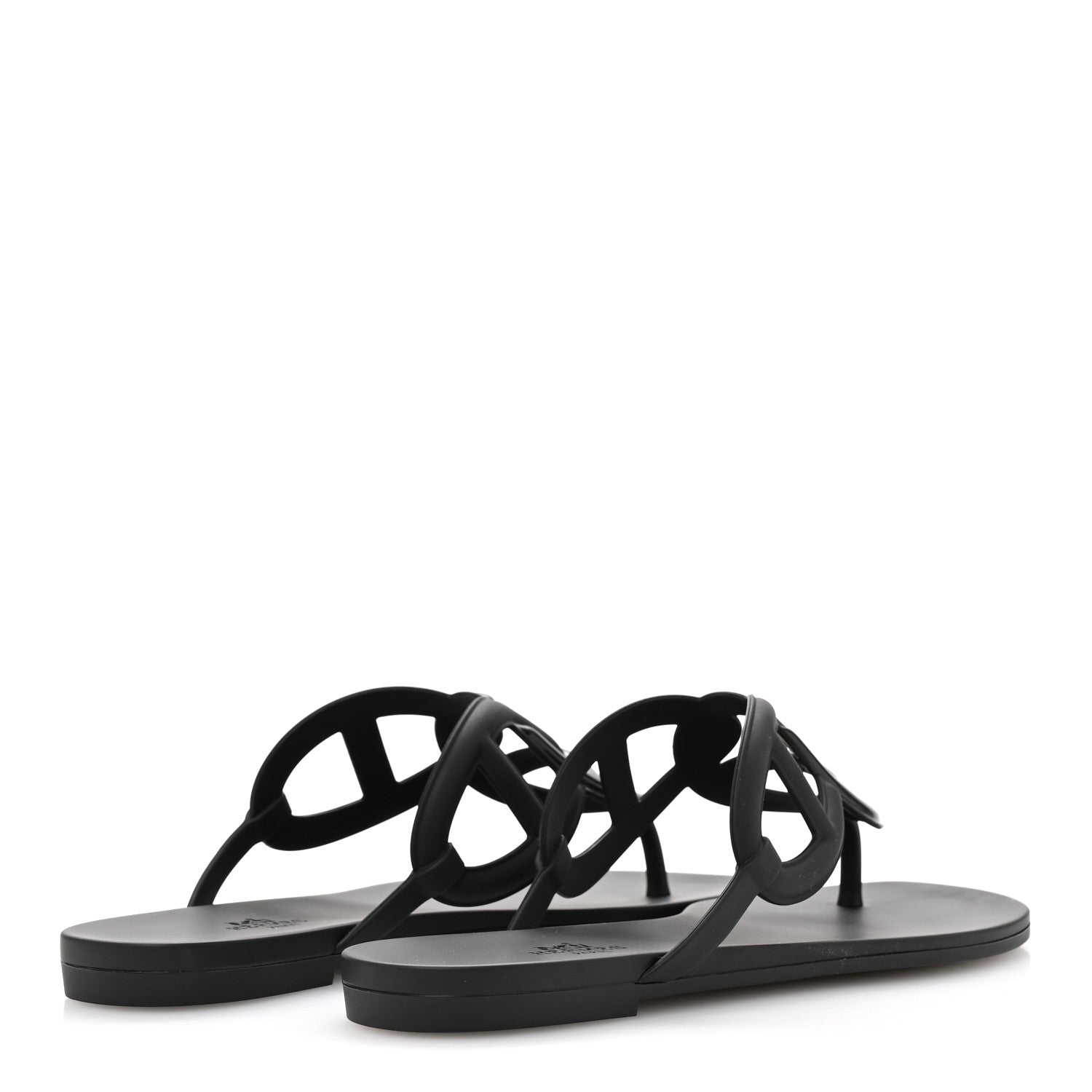 Hermes Rubber Womens Egerie Sandals 39 Black 5 of 10