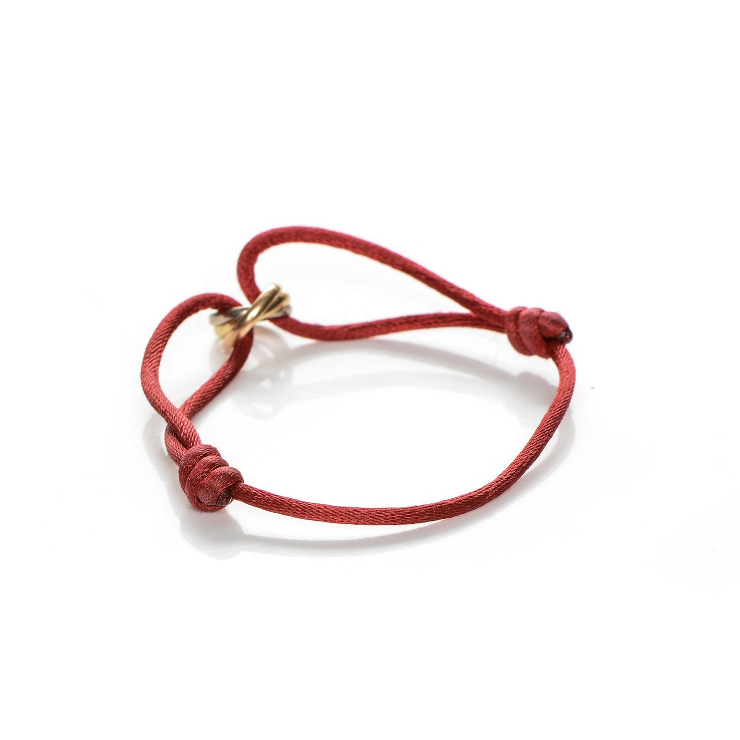 18K Pink Yellow White Gold Trinity Cord Bracelet Red
