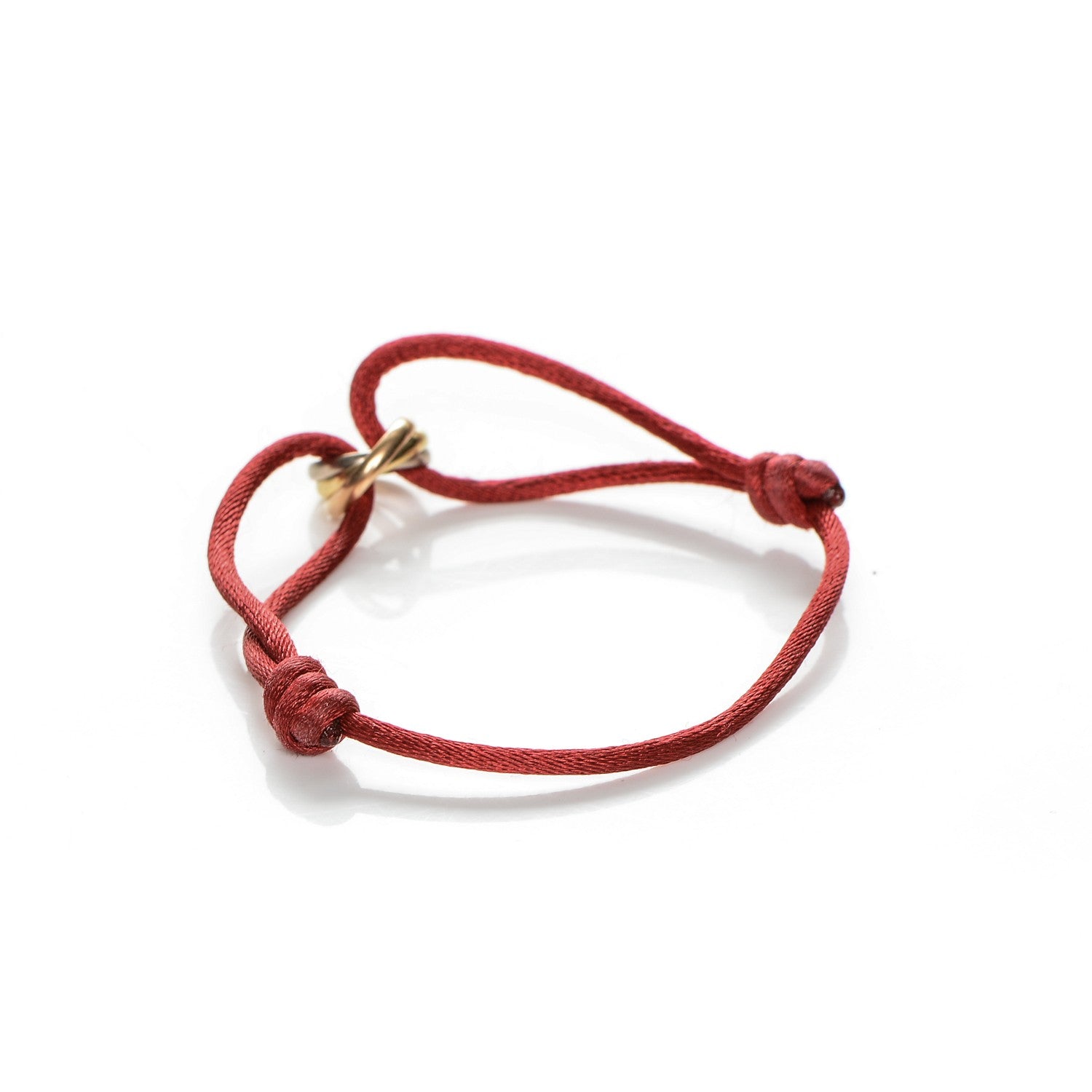 Cartier 18K Pink Yellow White Gold Trinity Cord Bracelet Red 3 of 6