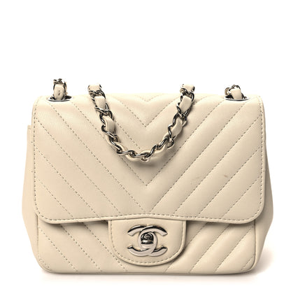 Chanel Lambskin Chevron Quilted Mini Square Flap White 1 of 11