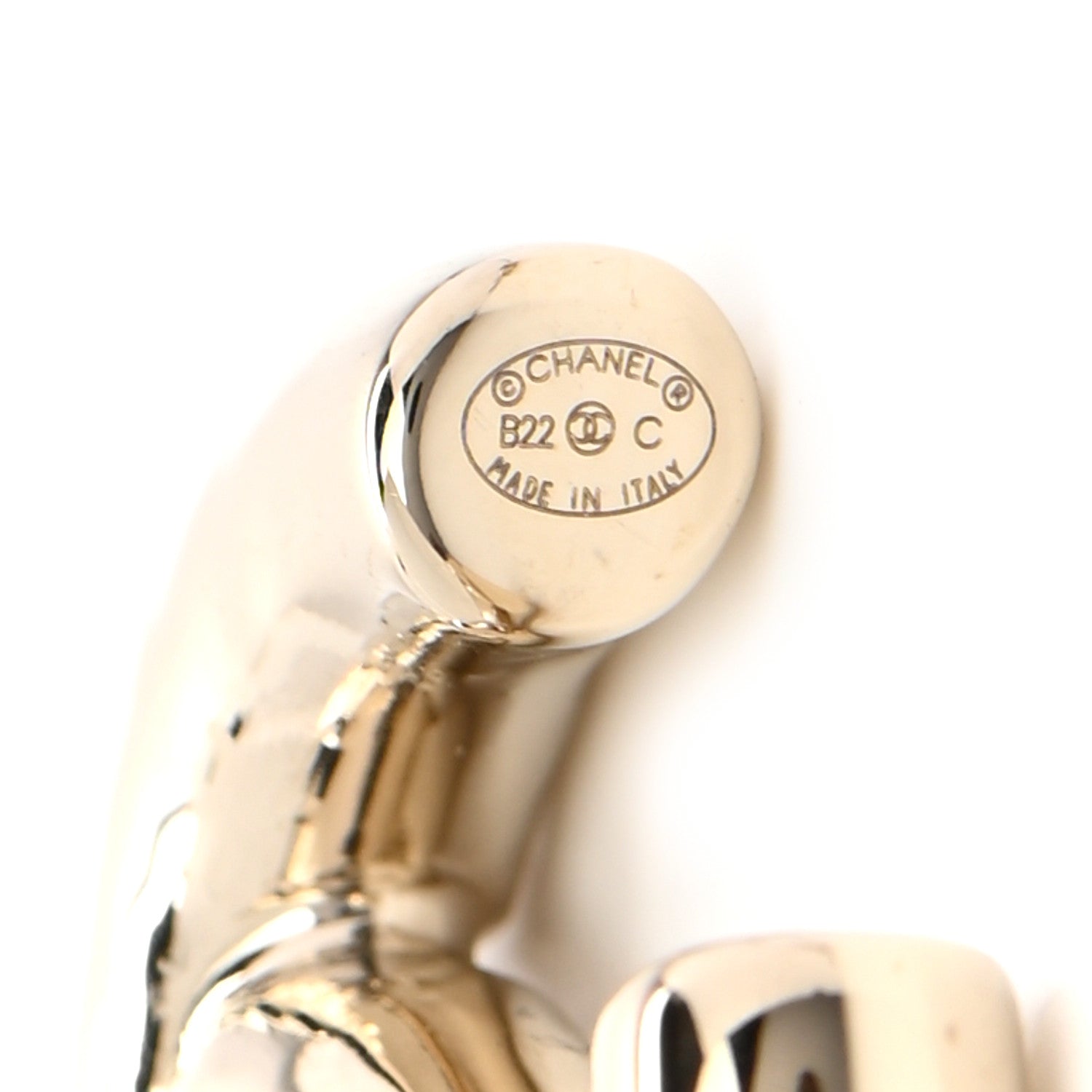 Chanel Metal Large CC Earrings Light Gold 4 of 4
