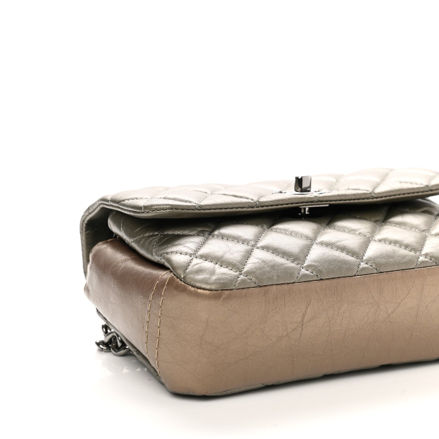 Metallic Calfskin Quilted Mineral Nights Mini Flap Bronze