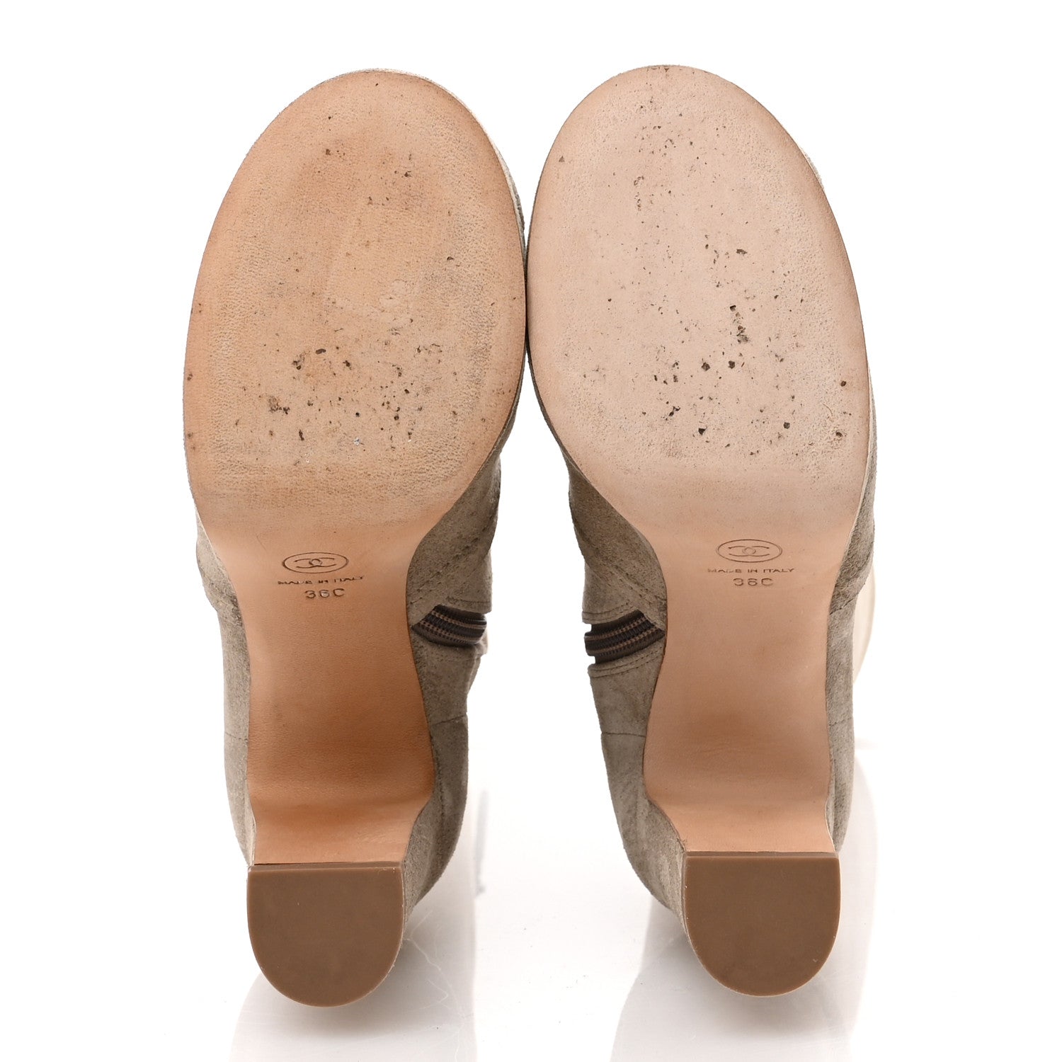 Chanel Suede Platform Knee High Boots 36 Beige 1668592 – FASHIONPHILE