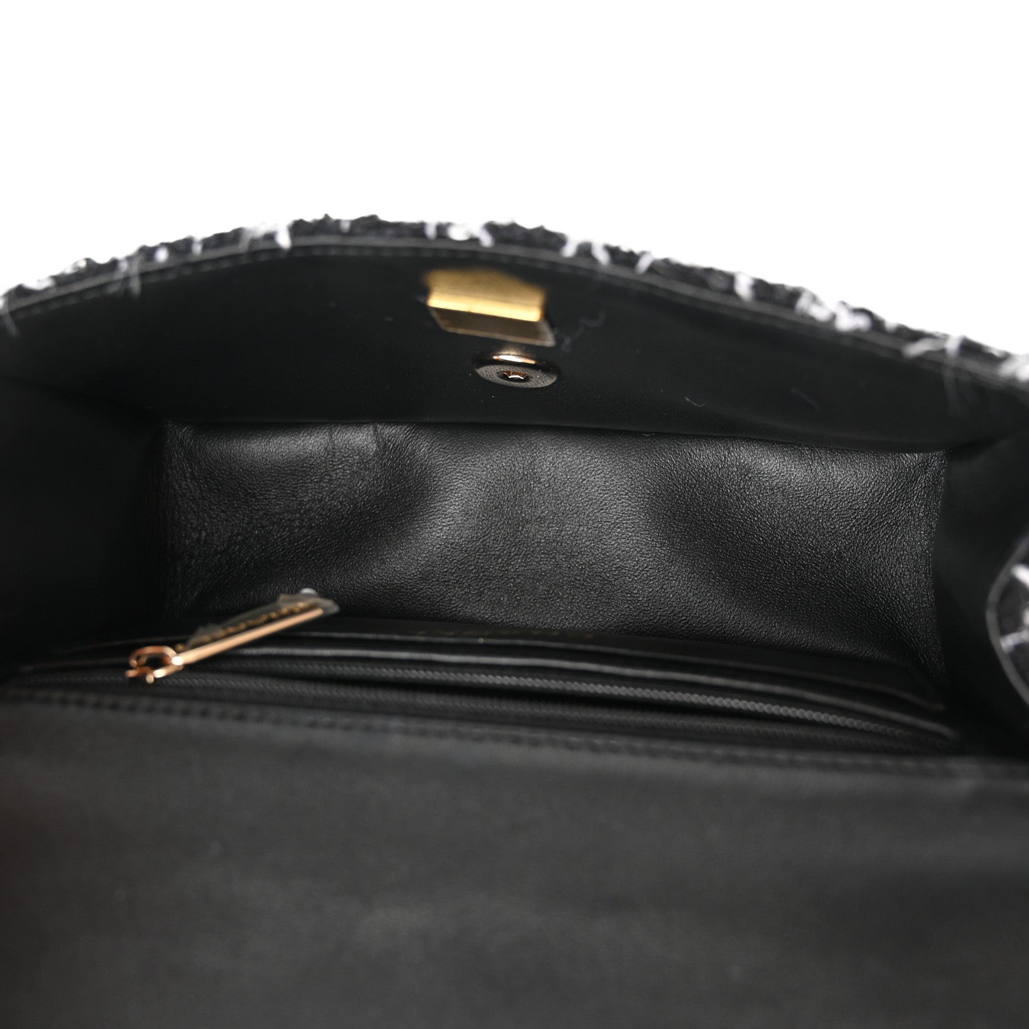 Chanel Tweed Quilted Mini Top Handle Rectangular Flap Black White 5 of 10