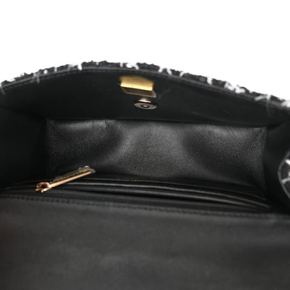 Chanel Tweed Quilted Mini Top Handle Rectangular Flap Black White 5 of 10