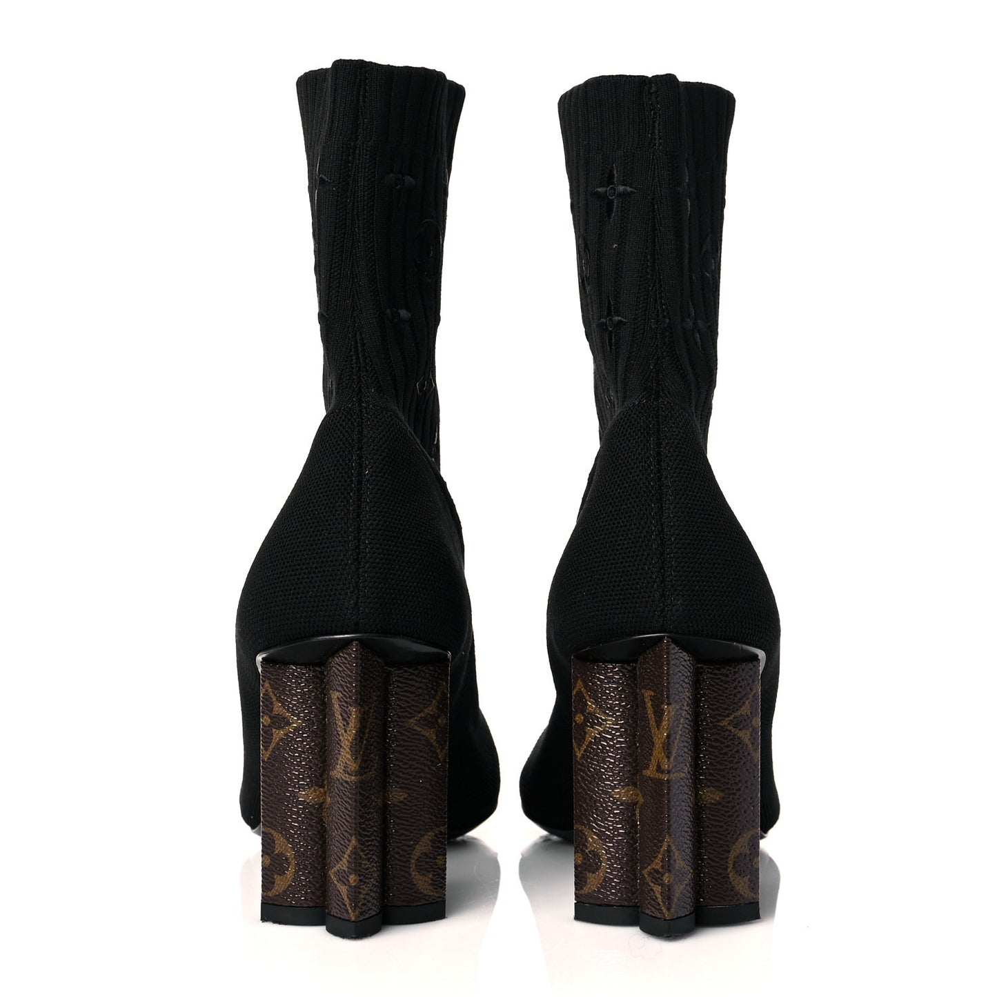Monogram Stretch Fabric Silhouette Ankle Boots 39 Black