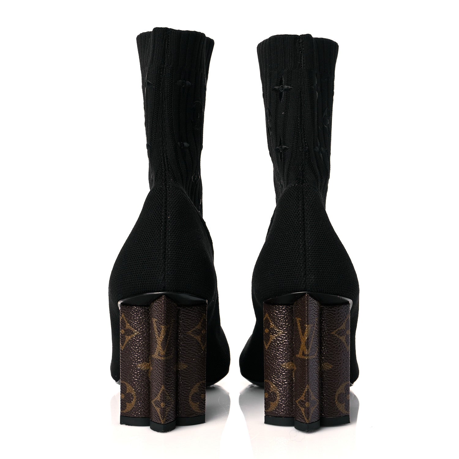 Louis Vuitton Monogram Stretch Fabric Silhouette Ankle Boots 39 Black 5 of 10