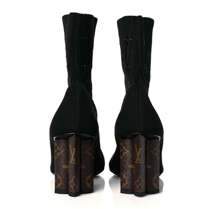 Louis Vuitton Monogram Stretch Fabric Silhouette Ankle Boots 39 Black 5 of 10