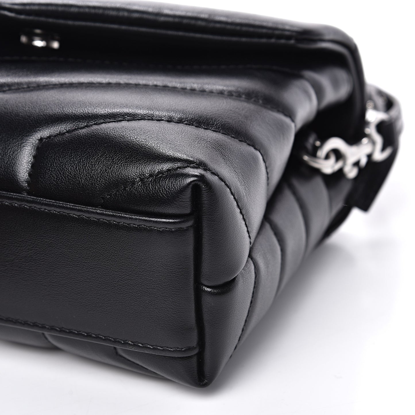 Calfskin Y Quilted Monogram Toy Loulou Crossbody Bag Black