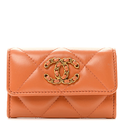 Chanel Lambskin Quilted Chanel 19 Flap Card Holder Brown 1 of 8
