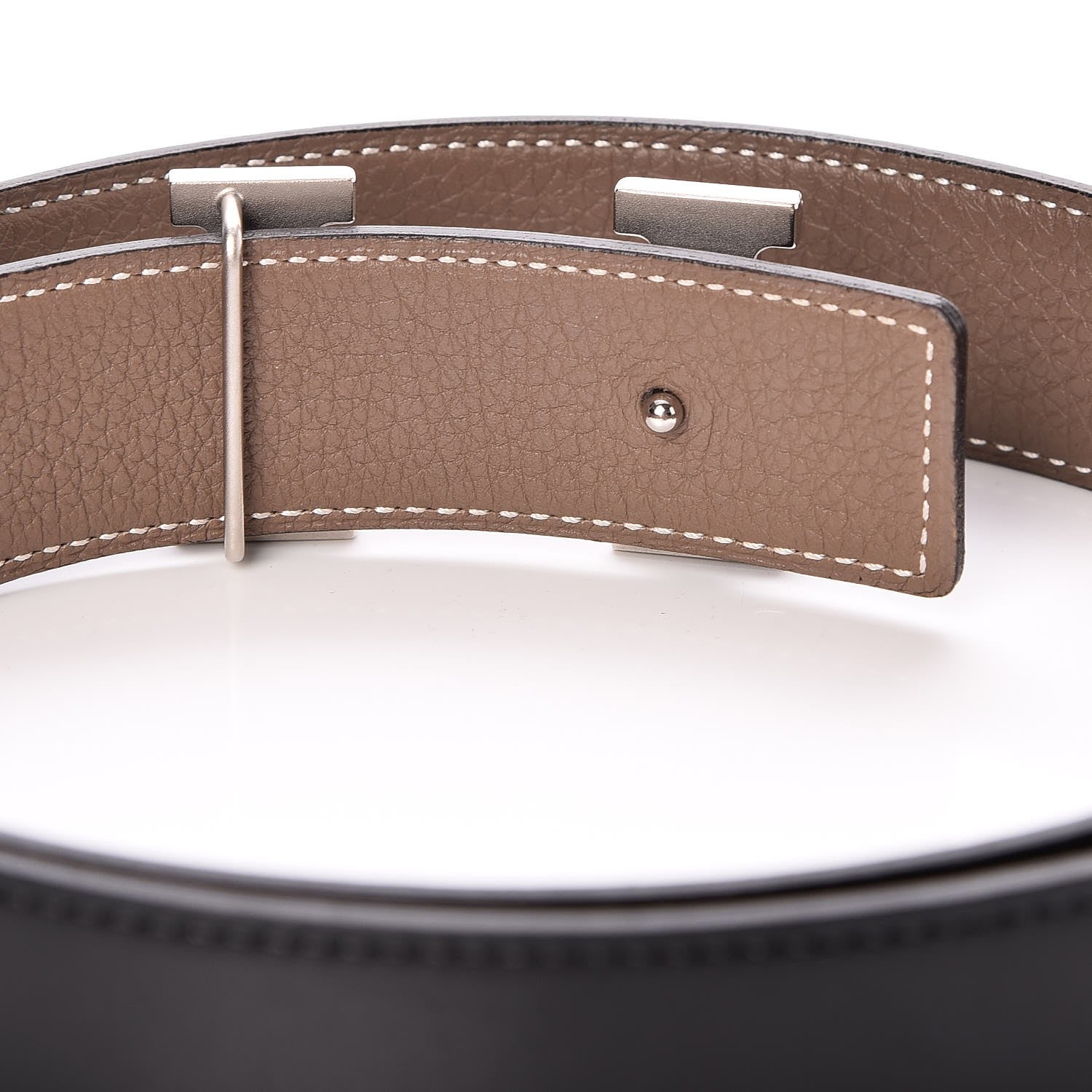 Hermes Box Togo 32mm H Belt 85 Black Etoupe 8 of 9