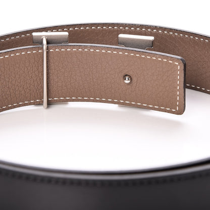 Hermes Box Togo 32mm H Belt 85 Black Etoupe 8 of 9