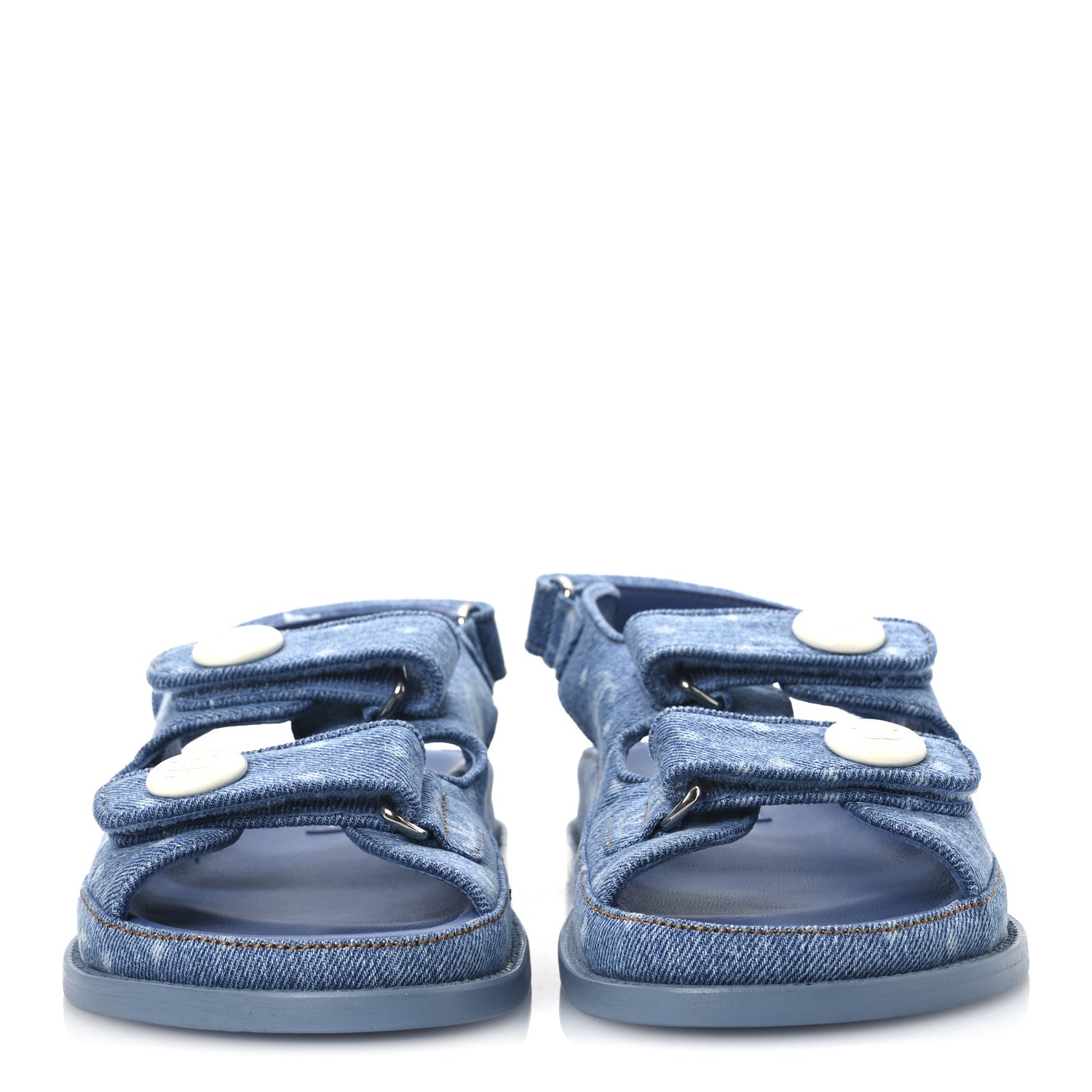 Chanel Printed Denim CC Dad Sandals 37.5 Light Blue 3 of 13