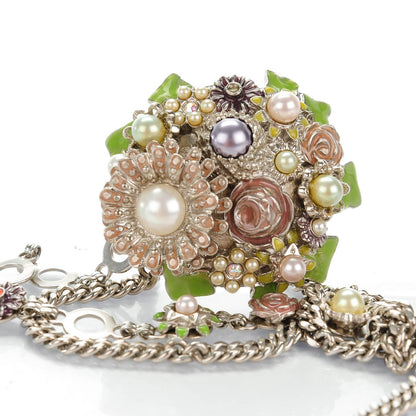 Chanel Crystal Enamel Pearl Flower CC Belt Silver 6 of 6