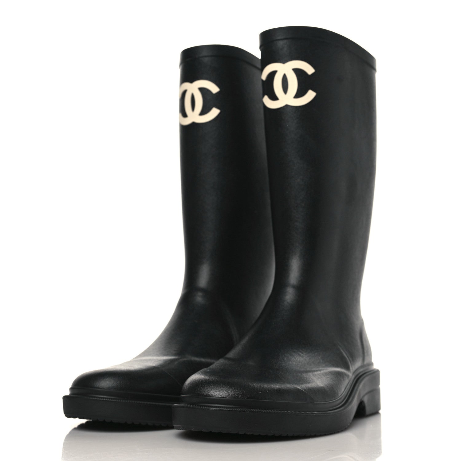 Chanel Caoutchouk CC High Boots 39 Black 3 of 7