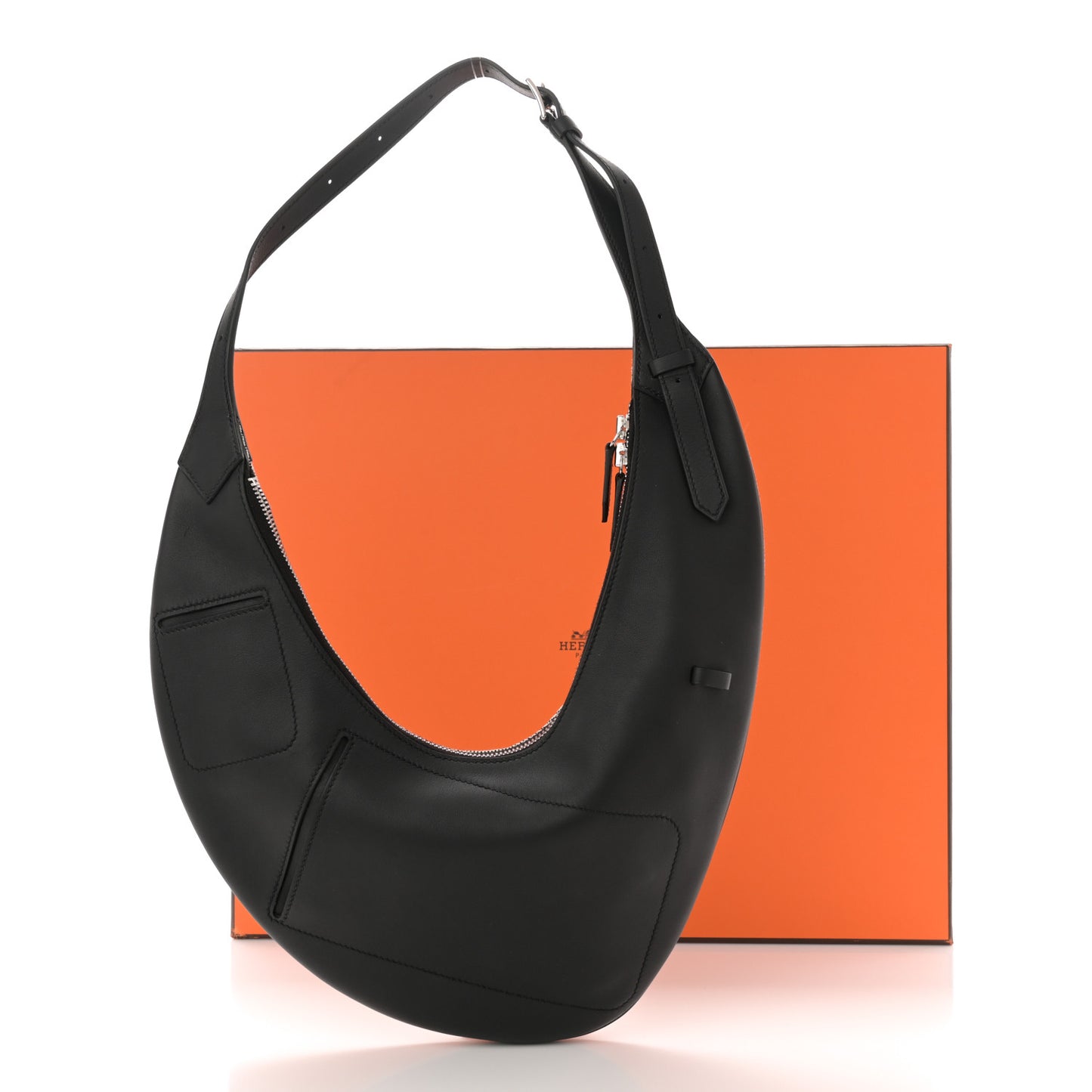 Swift H Plume Canvas Buddy Pocket Bag Black Ecru