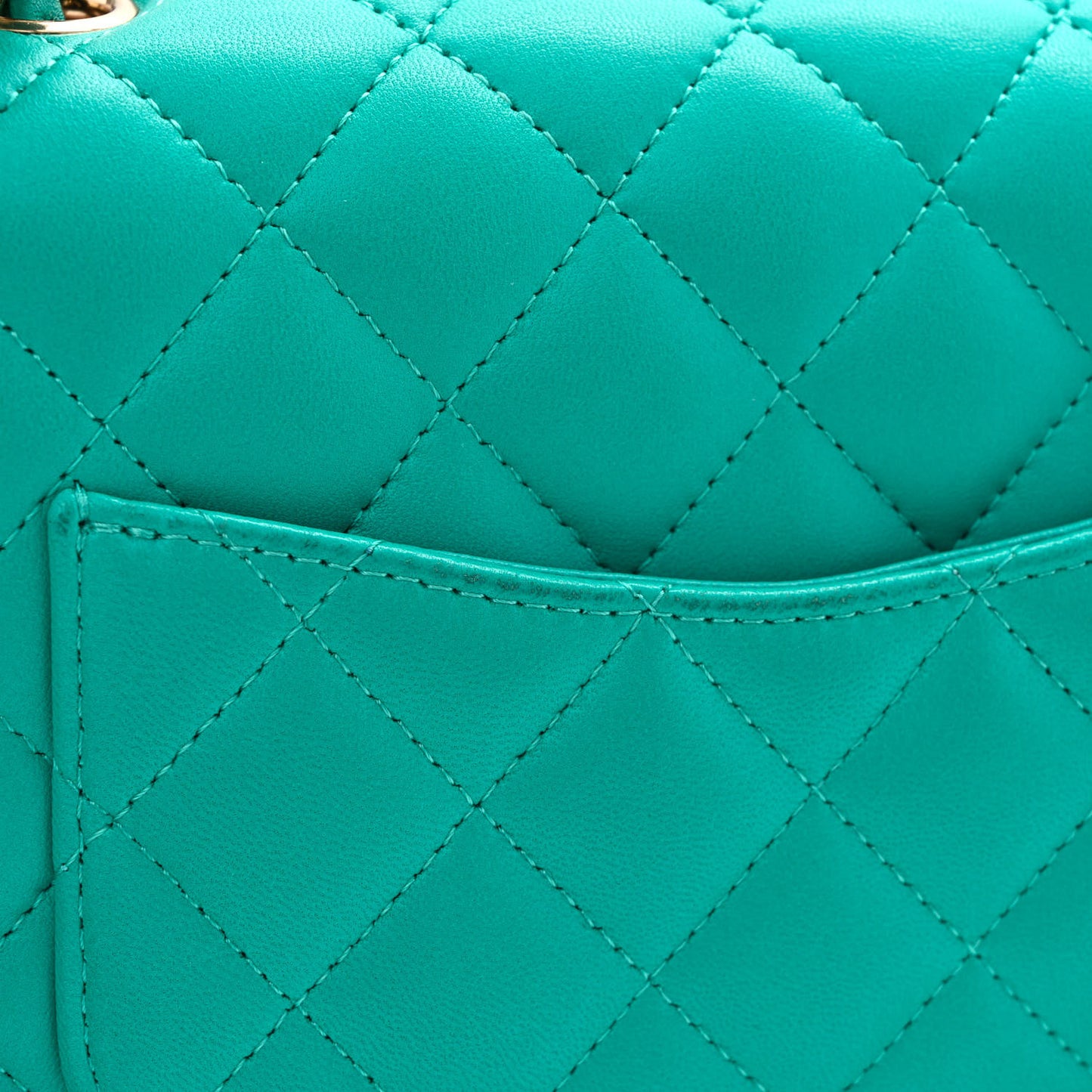 Lambskin Quilted Mini Square Flap Turquoise