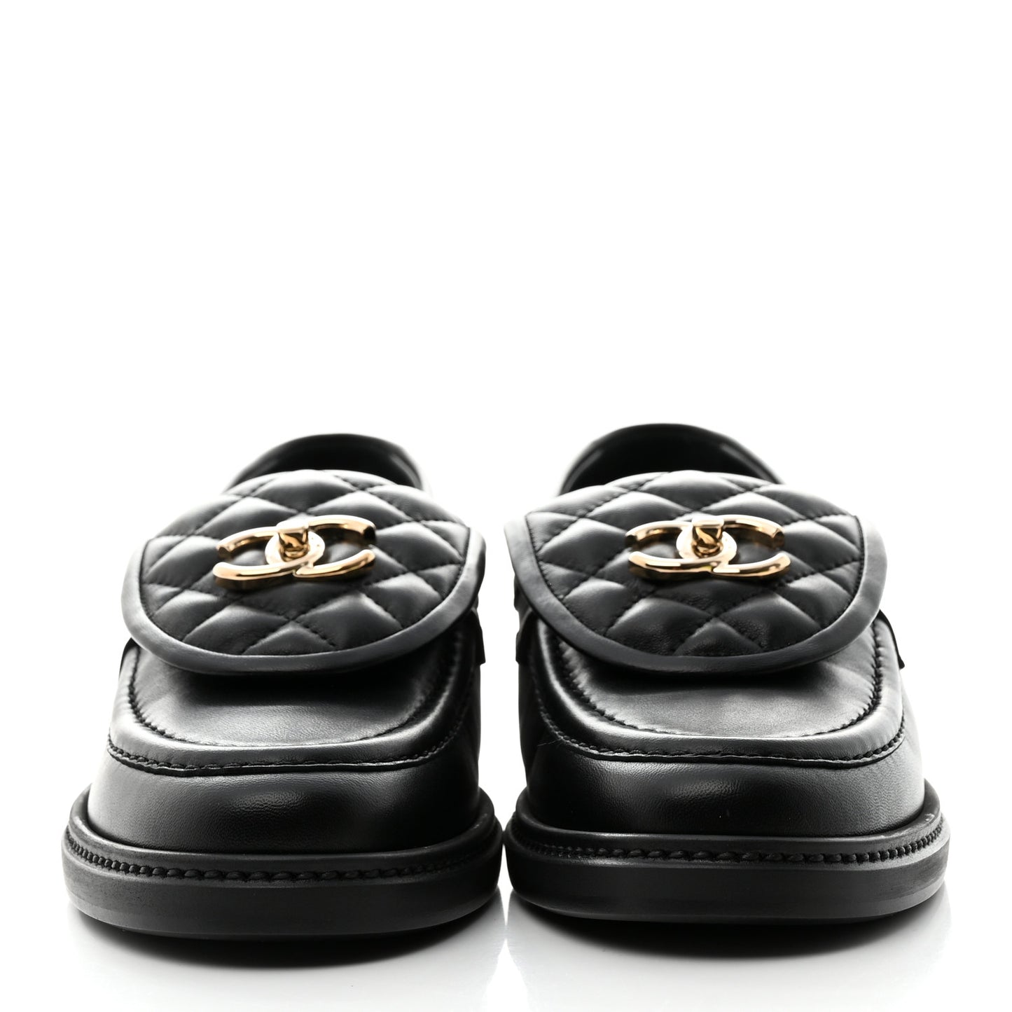 Lambskin Quilted CC Turnlock Loafers 39 Black
