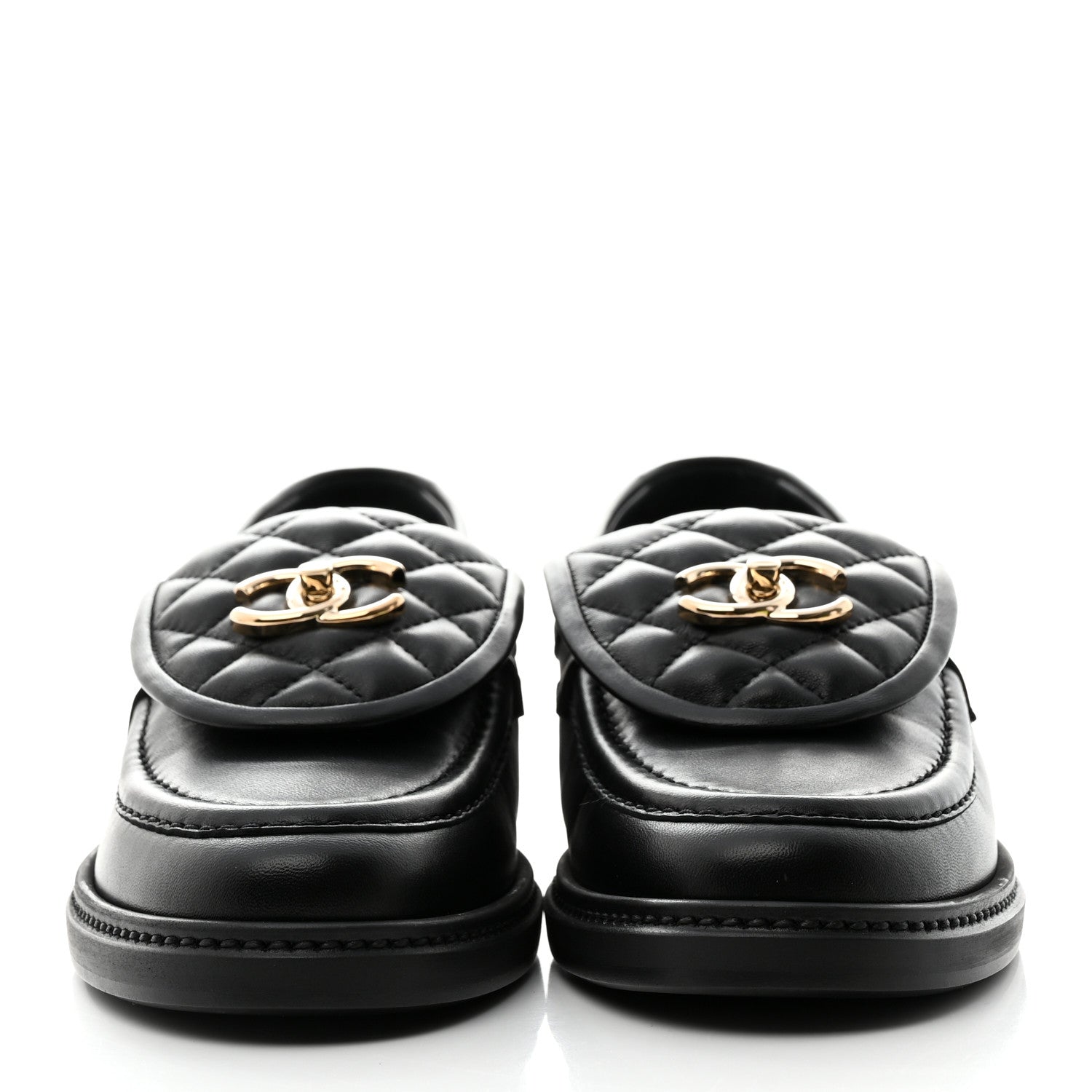 Chanel Lambskin Quilted CC Turnlock Loafers 39 Black 2 of 9