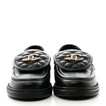 Chanel Lambskin Quilted CC Turnlock Loafers 39 Black 2 of 9