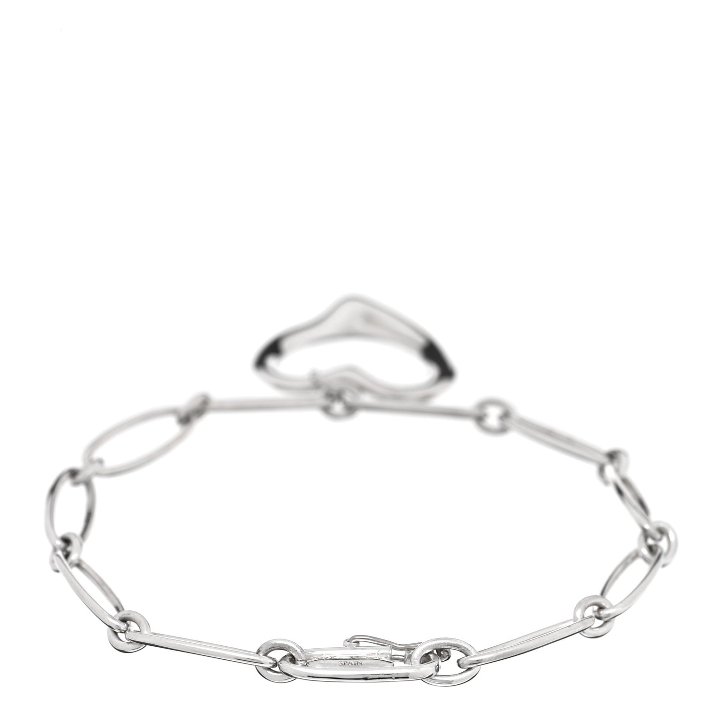 Sterling Silver Elsa Peretti Open Heart Oval Link Charm Bracelet