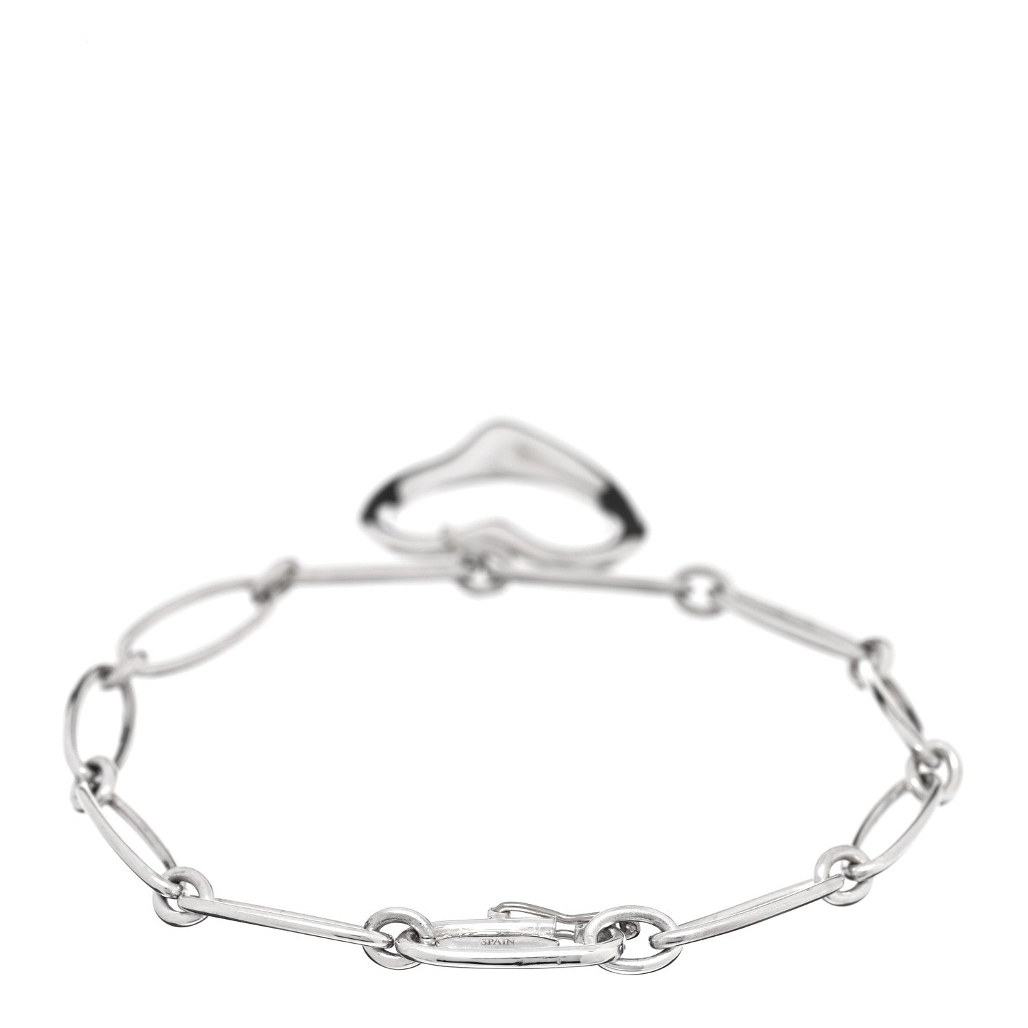 Tiffany Sterling Silver Elsa Peretti Open Heart Oval Link Charm Bracelet 2 of 3
