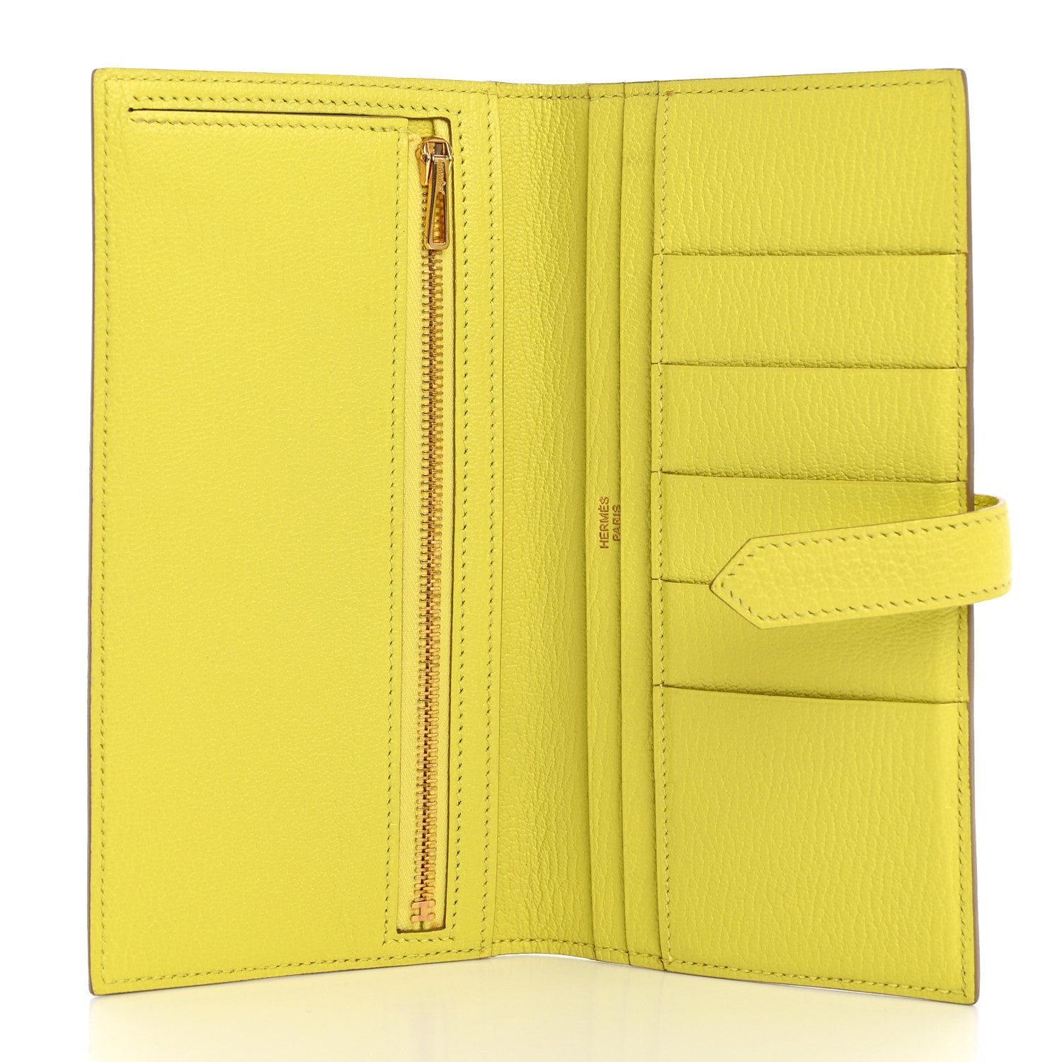 Hermes Chevre Mysore Bearn Gusset Wallet Lime 5 of 13