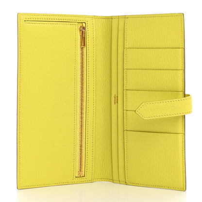 Hermes Chevre Mysore Bearn Gusset Wallet Lime 5 of 13
