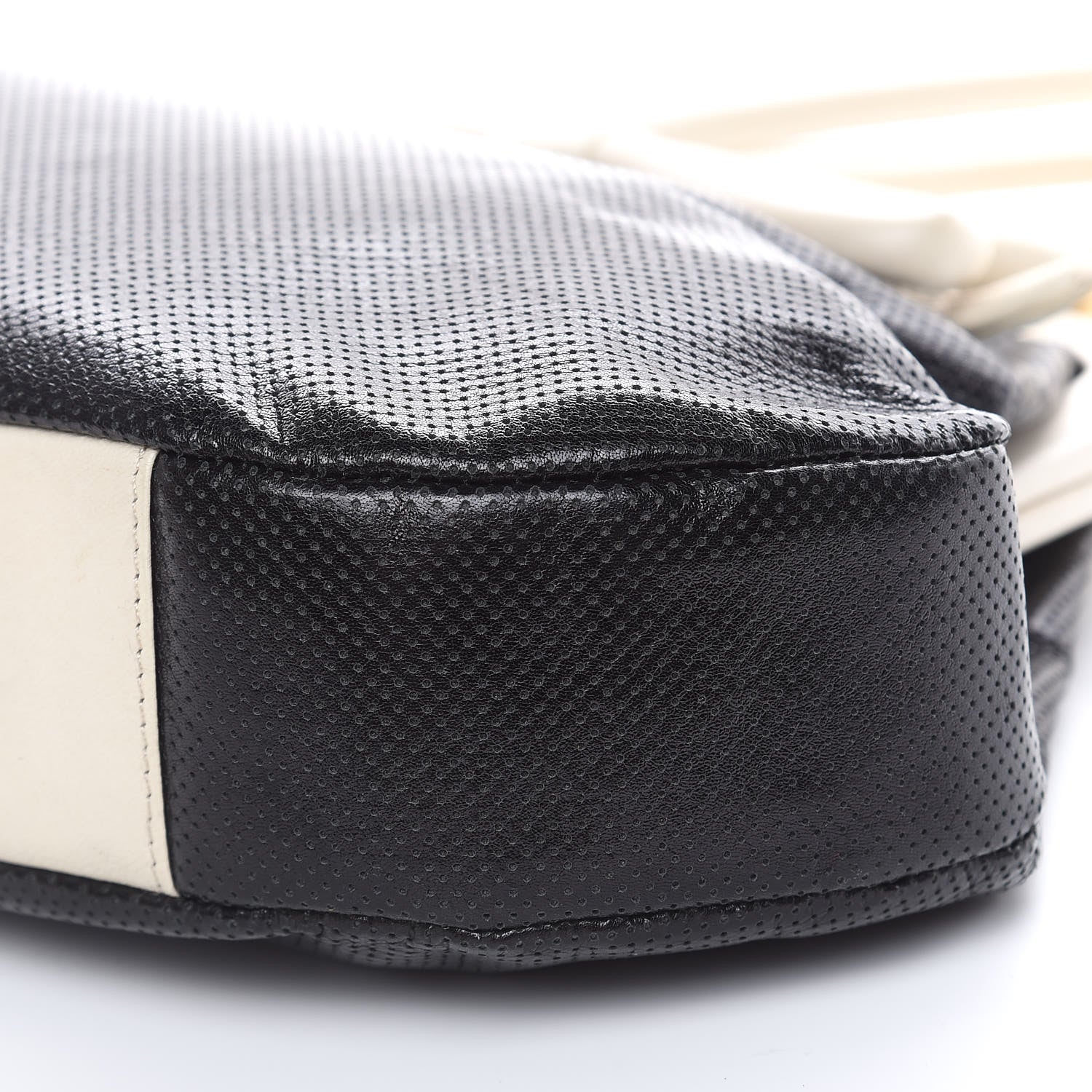 Chanel Perforated Lambskin Kiss Lock Black White 7 of 22